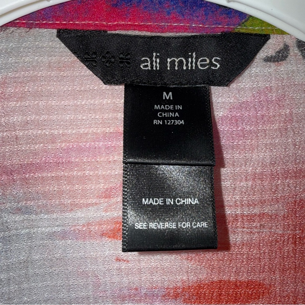 Ali Miles Button Front Tunic Blouse Top-Art to Wear-Multicolor-Medium - Picture 6 of 10